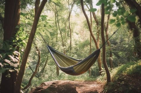 Premium AI Image | Hammock swing hanging from a tree in the forest ...