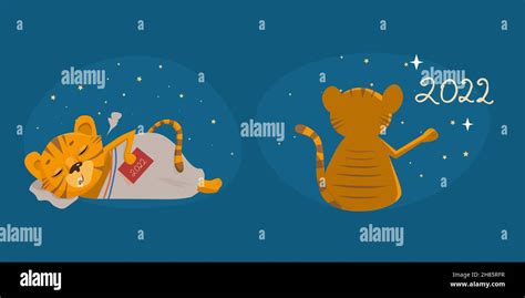 Sleeping tiger baby in the middle of the night sky Stock Vector Image ...