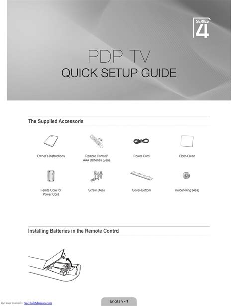 SAMSUNG 4 SERIES QUICK SETUP MANUAL Pdf Download | ManualsLib