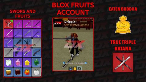 (BlOX FRUIT) True Triple katana ️, Eaten Buddha Fruit, Level 2100