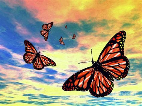 Painted Painting - Flying Monarch Butterflies by Daniel Janda ...