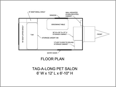 Dog Grooming Trailer-Floor Plan | Floor plans, How to plan, Flooring