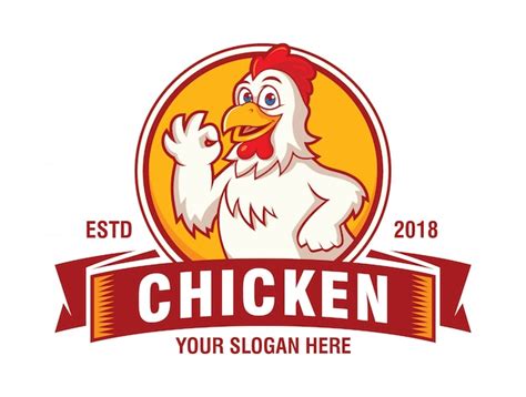 Happy chicken for restaurant logo | Premium Vector