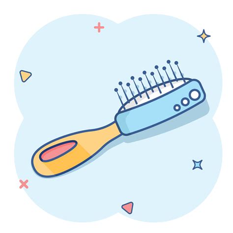 Hair brush icon in comic style. Comb accessory vector cartoon ...