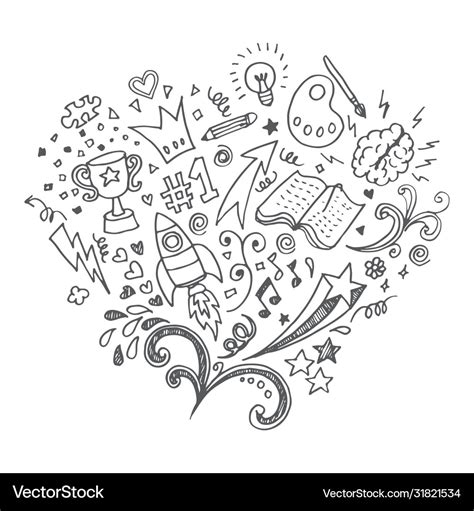 Hand drawn isolated creative doodle art Royalty Free Vector