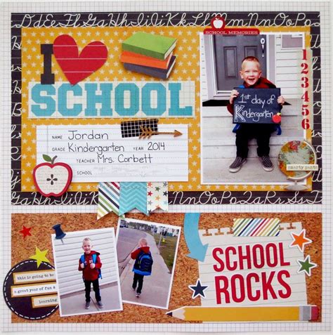 I (heart) School | School scrapbook layouts, School scrapbook ...