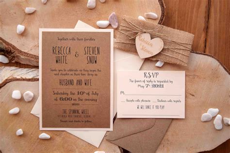 Rustic Wedding Invitation With Wood Heart, Wood Rustic Invites