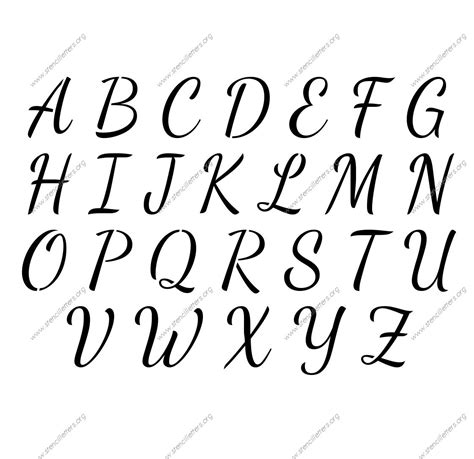 1950s Cursive Script Uppercase & Lowercase Letter Stencils A-Z 1/4 inch ...