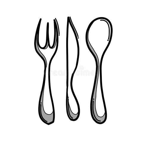 Fork, Knife, Spoon, Cutlery Doodle Vector Icon. Drawing Sketch ...