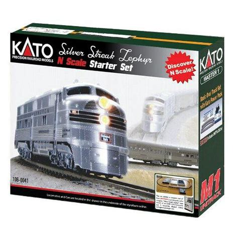 Kato USA Model Train Products N CB&Q Streak Zephyr UNITRACK Starter Set ...