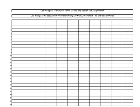 Blank+10+Column+Worksheet+Template | Spreadsheet template, Worksheet ...