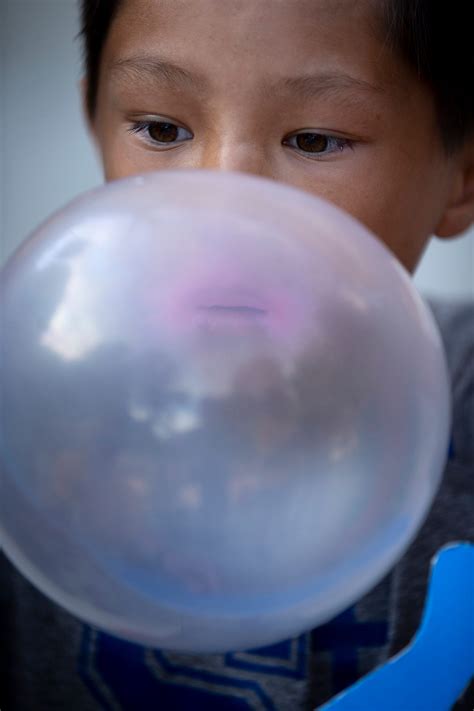 Contestants compete in the Bubble Gum blowing contest