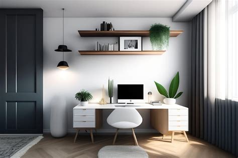 Premium AI Image | Home office empty desk with office supplies white ...