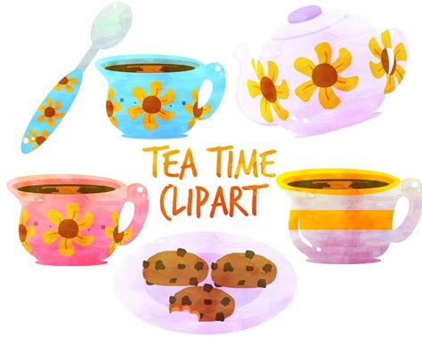 Cute Tea Time Clipart Tea Cup Clipart Tea Party Clipart for - Etsy