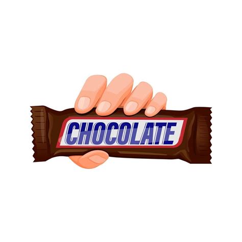 Hand holding Chocolate Snack Bar in cartoon illustration vector ...