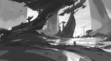 ArtStation - Composition Sketches, Liang Mark Landscape Sketch ...