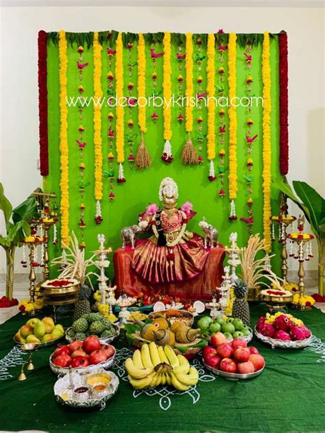 Varalakshmi Vratham Pooja Decoration | Home flower decor, Background ...