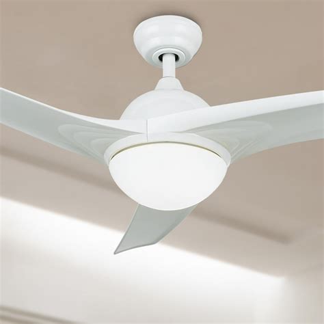 Ceiling Fan w/ LED Light 52" White Finish with Three White Color ...