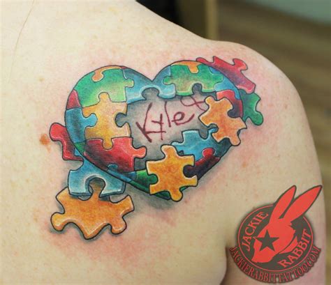 Autism Puzzle Piece Heart 3D Tattoo Jackie Rabbit by jackierabbit12 on ...