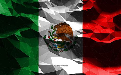 Mexican flag, low poly art, North American countries, national symbols ...