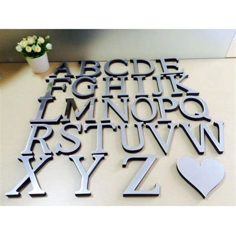 letters Acrylic letters26 Letters DIY 3D Mirror Acrylic Wall Sticker ...