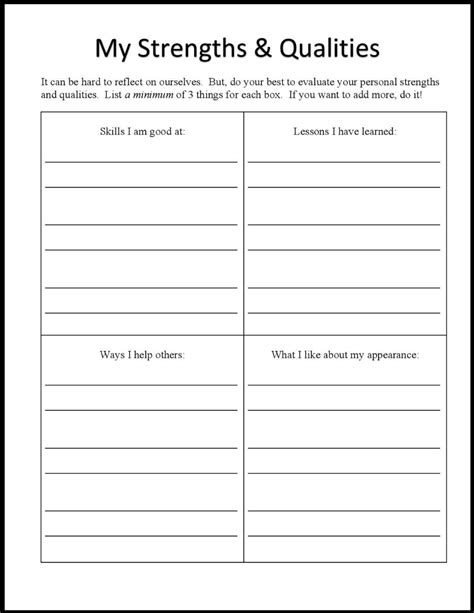 Printable Self Esteem Worksheets Pdf