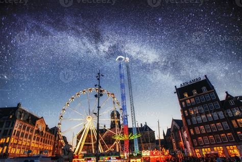 amusement park at the center of Amsterdam at night. 6279156 Stock Photo ...