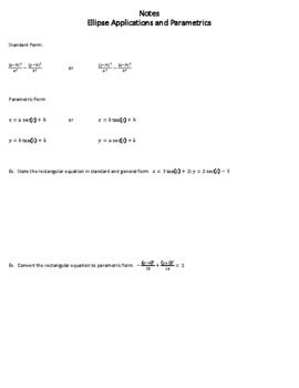 Precalculus Worksheet: Hyperbola Applications and Parametrics | TPT