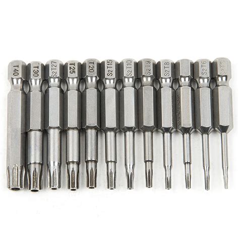 12pcs Hex Torx Head Drill Screwdriver Set Bits 50mm S2 Steel Screw ...