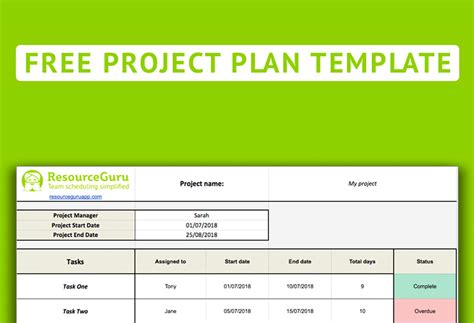 Free Project Plan Template for Excel