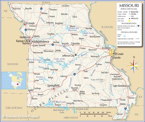 Map of the State of Missouri, USA - Nations Online Project