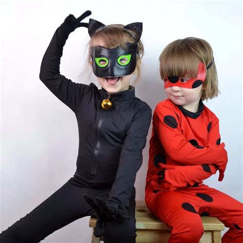 Kids Girls Costumes LadyBug Cosplay Boys Cat Noir Lady Bug Costumes ...