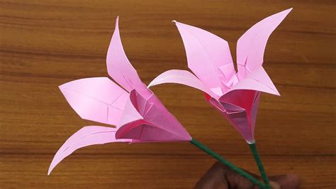 Paper Lily Flower Making Easy | Origami Lily | Origami Flower - YouTube