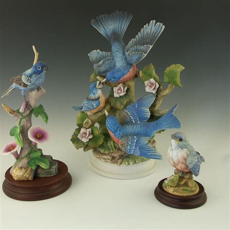 Hand Painted Porcelain Blue Bird Figurines by Andrea | EBTH