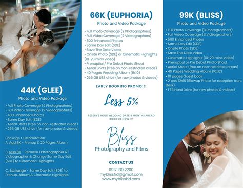 WEDDING RATES and PACKAGES | Photography + Videography Coverage