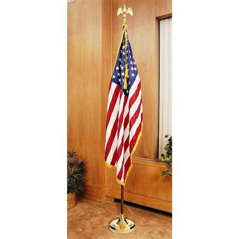 8' American Flag Indoor Set Wood Pole Complete Presentation Set ...