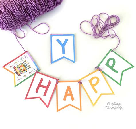 Colorful Rainbow Birthday Banner - Free Printable - Crafting Cheerfully