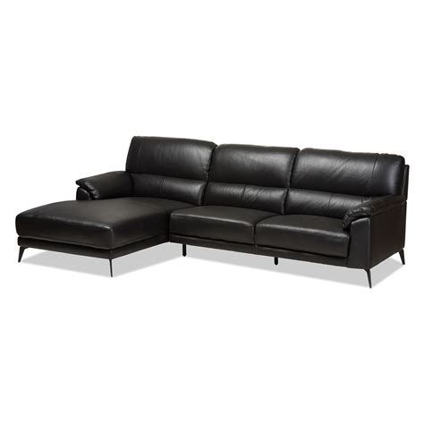 Baxton Studio Radford Modern and Contemporary Black Leather Left Facing ...