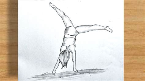 How to draw a girl doing cartwheel easy || pencil sketch drawing ...