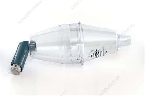 Asthma inhaler with spacer device - Stock Image - C011/5543 - Science ...