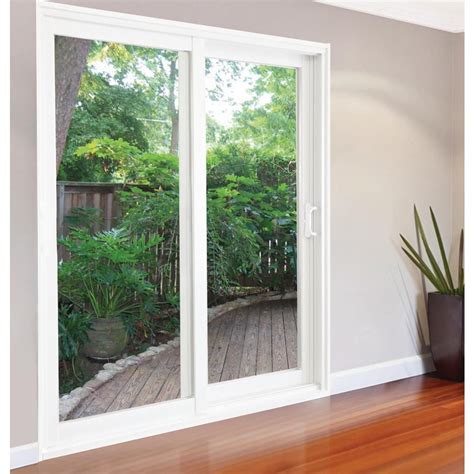 Stanley Doors 71 in. x 80 in. Glacier White Vinyl Left-Hand Low-E ...