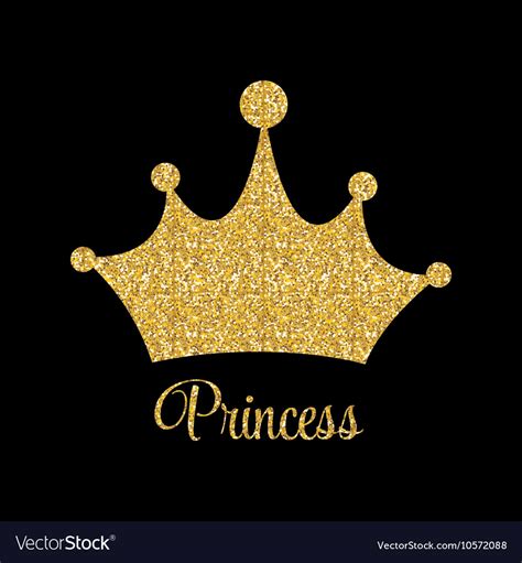 Princess golden glossy background with crown Vector Image