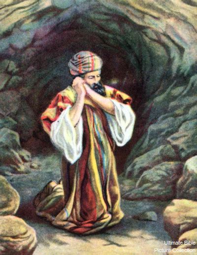 1 Kings 19 Bible Pictures: Elijah hiding in cave