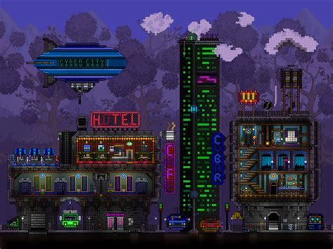 Cyberpunk City. : Terraria | Terraria house design, Cyberpunk city ...