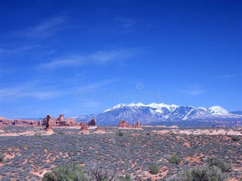 Arches National Park with Snow Stock Image - Image of snow, america ...