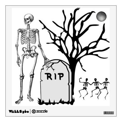 Skeleton Dancing in Graveyard Cemetery Halloween Wall Decor | Zazzle