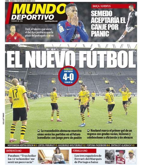 La portada del diario Mundo Deportivo (17/05/2020)