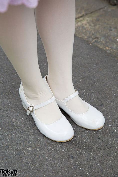 White patent leather Mary Janes with white tights Sock Shoes, Cute ...