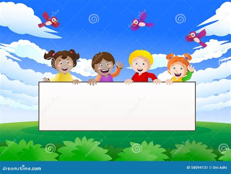 Nature kids banner stock illustration. Image of friend - 58094131