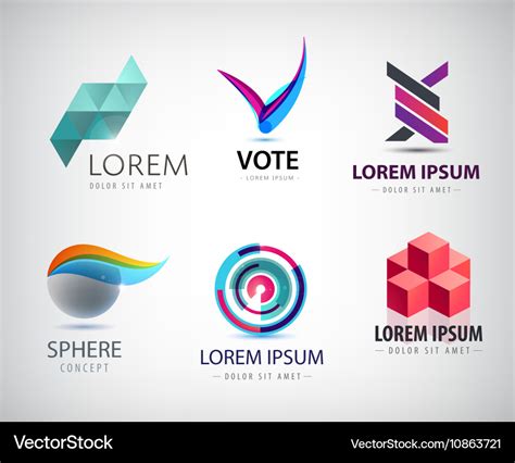 Set of abstract logo design web icons 3d Vector Image